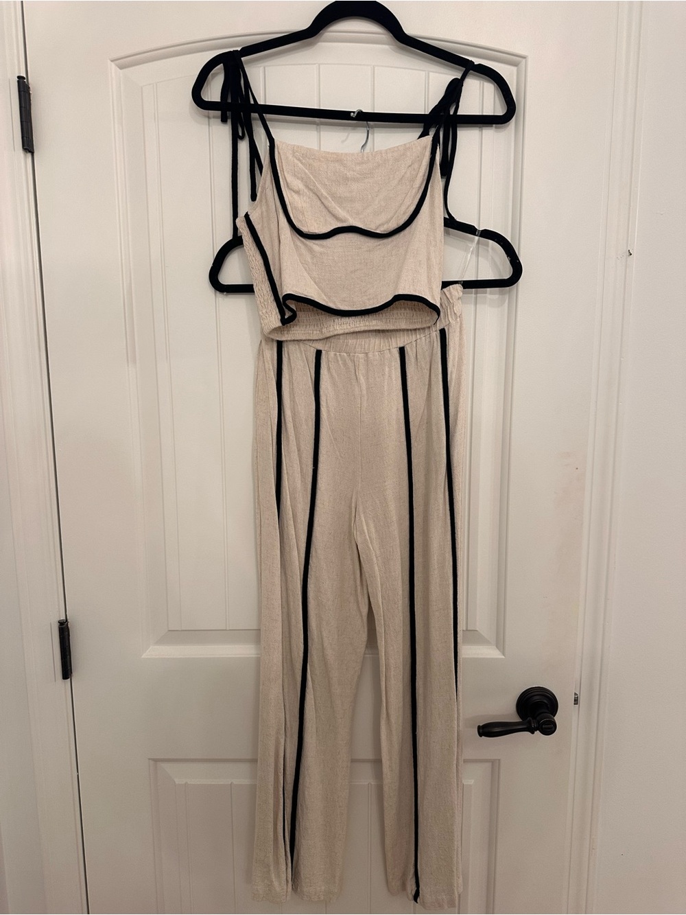 ILLA ILLA Beige Two-Piece Jumpsuit with Black Piping